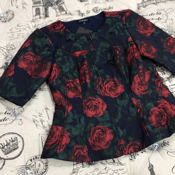 Nanette Lepore Rose Brocade Peplum Top - Picture 5 of 10